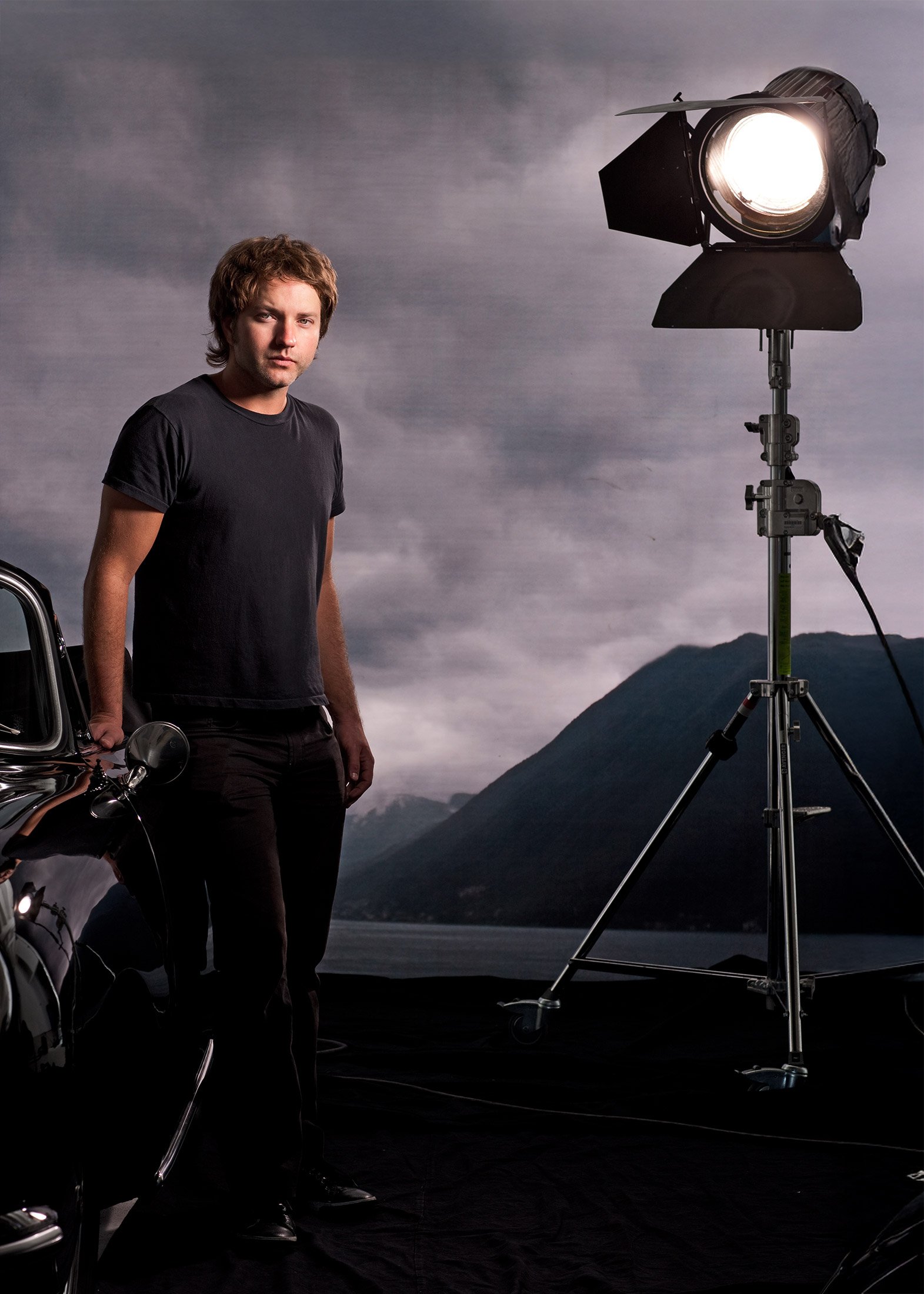 Joshua Michael Shelton, photographer and director, on a film set in Los Angeles
